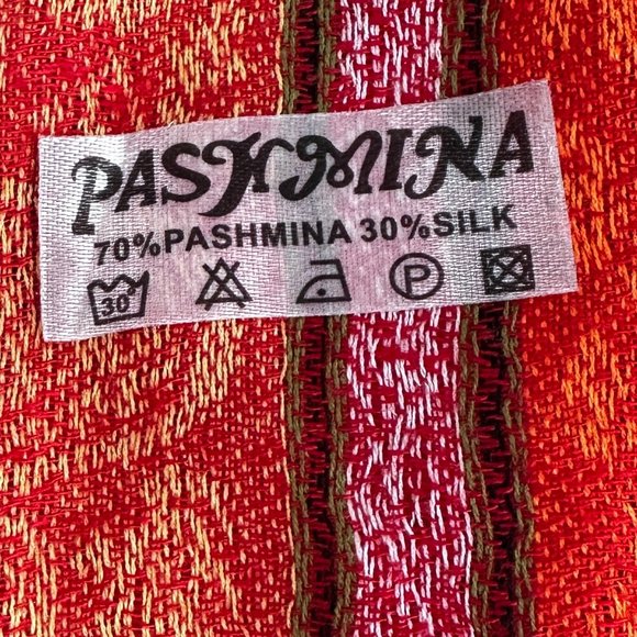 Pashmina Stripe Oversized Blanket Scarf fringe edges Silk Blend - Picture 8 of 9